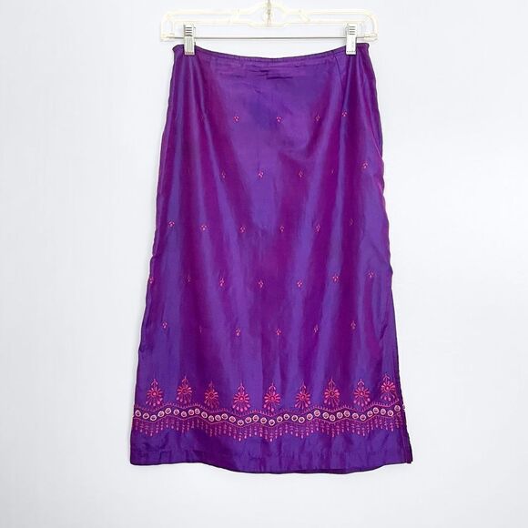 Free People Y2K Purple Silk Midi Skirt - Picture 1 of 7